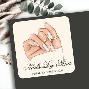 Elegante Chic Nail Salon Manicurist Business Vierkante Sticker