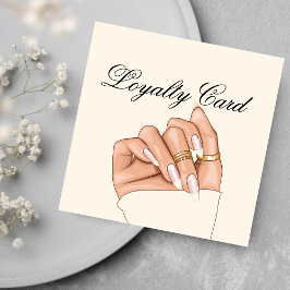 Elegante Chic Nail Salon Manicurist Loyalty Kaart Vierkante Visitekaartje