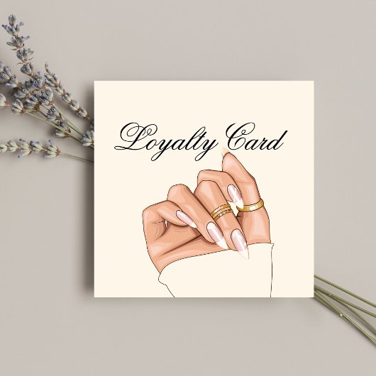 Elegante Chic Nail Salon Manicurist Loyalty Kaart Vierkante Visitekaartje