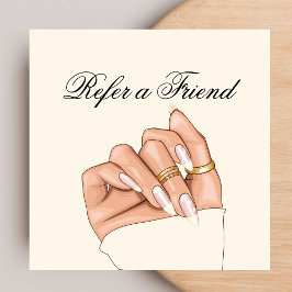 Elegante Chic Nail Salon Manicurist Referral Kaart Vierkante Visitekaartje