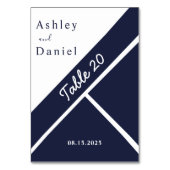 Elegante Chic Navy Blauw Wit Classy Modern Huwelij Kaart (Voorkant)