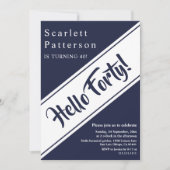 Elegante Chic Navy Blauw Wit Modern 40e verjaardag Kaart (Voorkant)