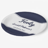 Elegante Chic Navy Blauw Wit Modern 40e verjaardag Papieren Bordje (Gekanteld)