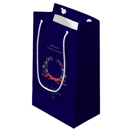 Elegante Chic Navy Blue Christmas Holiday Klein Cadeauzakje (Voorkant Gekanteld)
