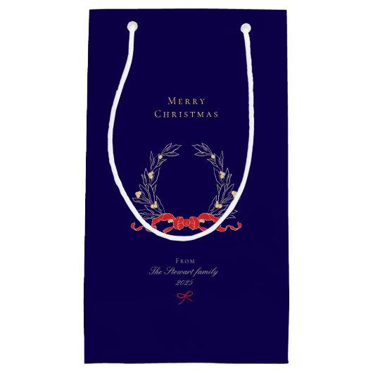 Elegante Chic Navy Blue Christmas Holiday Klein Cadeauzakje (Voorkant)