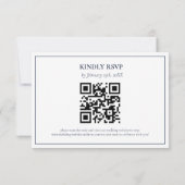 Elegante & Chic Navy Blue Crest Monogram bruiloft RSVP Kaartje (Achterkant)
