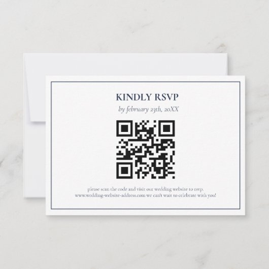 Elegante & Chic Navy Blue Crest Monogram bruiloft RSVP Kaartje (Achterkant)