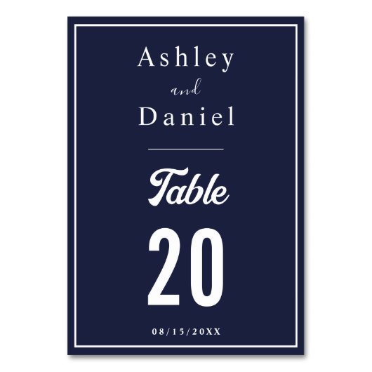 Elegante Chic Navy Blue White formele bruiloft Kaart (Achterkant)