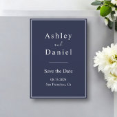 Elegante Chic Navy Blue White formele bruiloft Save The Date