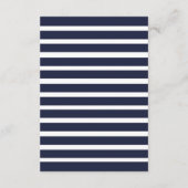 Elegante Chic Navy Blue White Stripes Fancy bruilo Informatiekaartje (Achterkant)