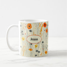 Elegante chic oranje stijlvolle moderne bloemen koffiemok