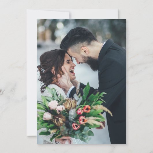 Elegante Chic Paarse Bloemen Fotoscript Trouwen Save The Date (Achterkant)