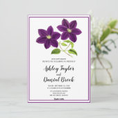 Elegante Chic Paarse Bloemen Rustieke Bloemen Huwe Kaart (Staand voorkant)