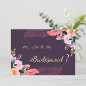 Elegante chic paarse rozen veer kaart (Staand voorkant)