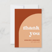 Elegante Chic Peach Terracotta Arch Boho Wedding Bedankkaart (Voorkant)