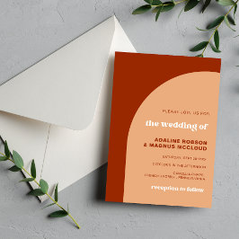 Elegante Chic Peach Terracotta Arch Boho Wedding Kaart