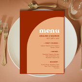 Elegante Chic Peach Terracotta Arch Boho Wedding Menu
