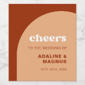 Elegante Chic Peach Terracotta Arch Boho Wedding Wijn Etiket (Enkel label)