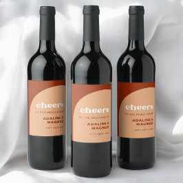 Elegante Chic Peach Terracotta Arch Boho Wedding Wijn Etiket