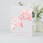 Elegante Chic Pink Coquette Bow Baby shower Informatiekaartje (Staand voorkant)