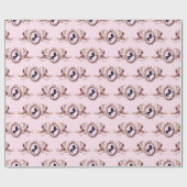 Elegante Chic Pink Equestrian Ribbon Crest Cadeaupapier (Vlak)