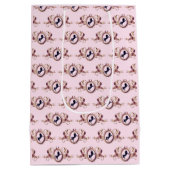 Elegante Chic Pink Equestrian Ribbon Crest Naam Medium Cadeauzakje (Achterkant)