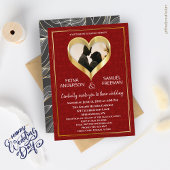 Elegante Chic Red Gold Custom Photo Wedding Kaart