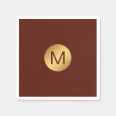 Elegante Chic Red & Gold Monogram Initiaal Servet (Voorkant)
