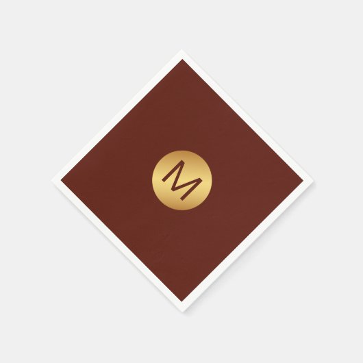 Elegante Chic Red & Gold Monogram Initiaal Servet (Hoek)