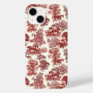 Elegante  Chic Red White Horse Toile Case-Mate iPhone 14 Hoesje
