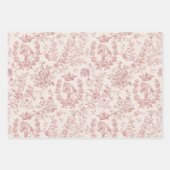 Elegante Chic Roos Beige Equestrian Floral Toile Inpakpapier Vel (Voorkant 3)