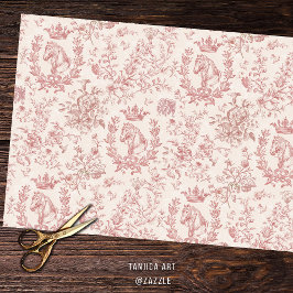 Elegante Chic Roos Beige Equestrian Floral Toile Tissuepapier