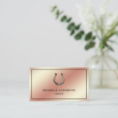 Elegante Chic Roos Gold Foil Hoefijzer Farrier Visitekaartje (Staand voorkant)