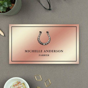Elegante Chic Roos Gold Foil Hoefijzer Farrier Visitekaartje