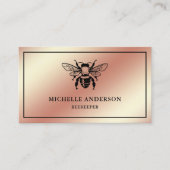 Elegante Chic Roos Gold Folie Honey Bee Beekeeper Visitekaartje (Voorkant)