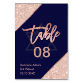 Elegante Chic Roos Gold Navy Blue Bat Mitswa Kaart (Voorkant)