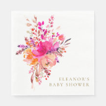Elegante Chic Roze Bloemige Baby Shower Custom