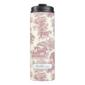 Elegante Chic Roze Paarden Toile met Naam Thermosbeker (Voorkant)