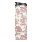 Elegante Chic Roze Paarden Toile met Naam Thermosbeker (Geroteerd rechts)