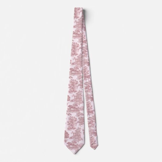 Elegante Chic Roze Paarden Toile Stropdas (Voorkant)