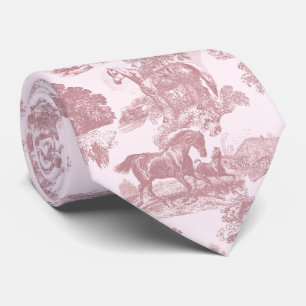 Elegante Chic Roze Paarden Toile Stropdas