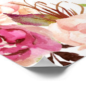 Elegante Chic Roze Roze Bloemige Trouwfoto Prop Poster (Hoek)