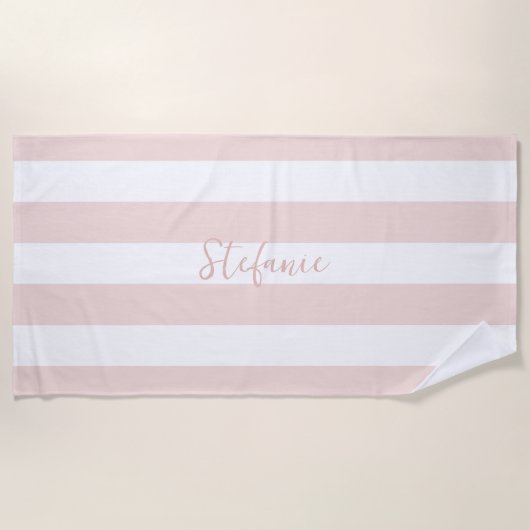 Elegante chic roze streep vrijgezellenfeest gesche strandlaken (Voorkant)