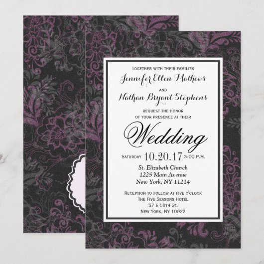 Elegante Chic Roze, Zwart, Grijs Bloemen Kaart (Voorkant / Achterkant)