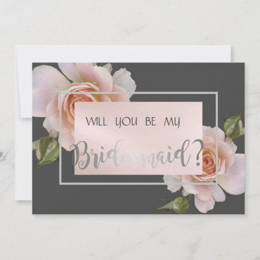 Elegante Chic Rozen Bruidsmeisje Kaart (Voorkant)