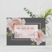 Elegante Chic Rozen Bruidsmeisje Kaart (Staand voorkant)