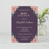 Elegante Chic Rozen Paarse Bruidsdouche Kaart (Staand voorkant)