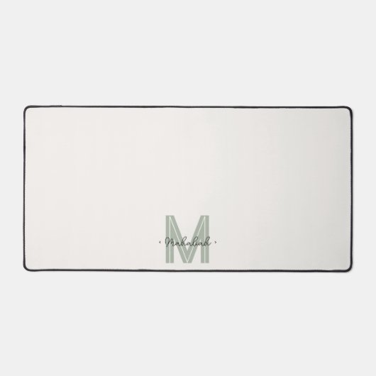 Elegante Chic Sage Green Script Monogram Bureaumat (Voorkant)