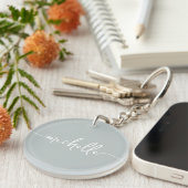 Elegante Chic Salie Groene Monogram Script Sleutelhanger (Voorkant Rechts)