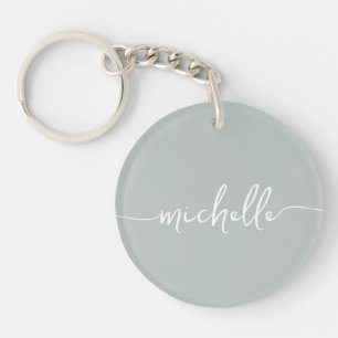 Elegante Chic Salie Groene Monogram Script Sleutelhanger
